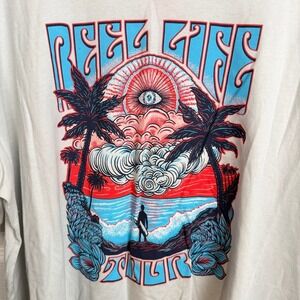 Reel Life Men's Essential Graphic Tee XXL Big Waves Sunny Daze Grey Concert Tour